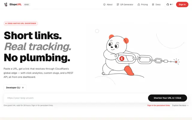 Screenshot of ElixpoURL — Fast, Secure URL Shortener with Analytics