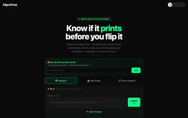Screenshot of FlipNPrint