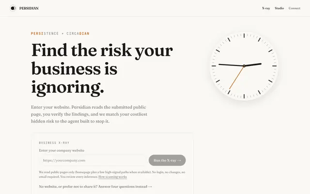 Screenshot of Persidian — Autonomous agents for the work that compounds