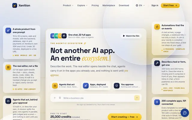 Screenshot of Xenition — Everything you create, in one AI workspace