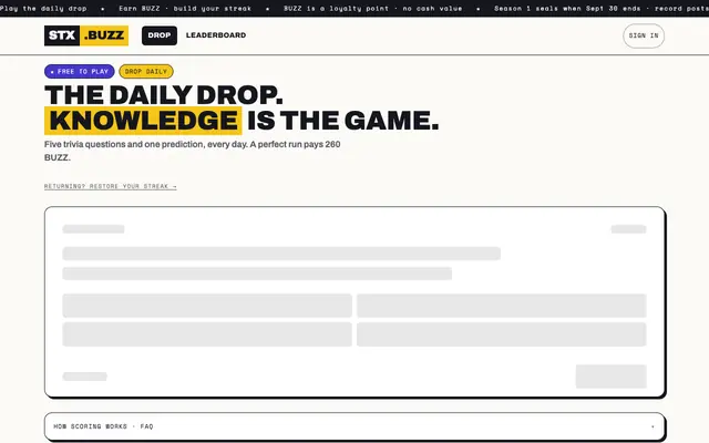 Screenshot of Daily Drop — STX.BUZZ