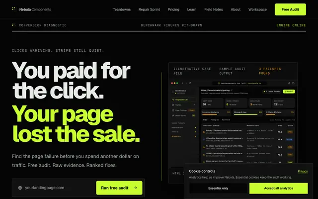 Screenshot of Landing Page Audit for Paid Traffic Not Converting | Nebula