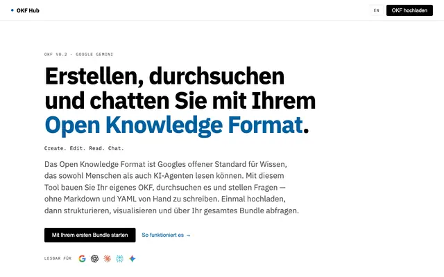 Screenshot of OKF Tool – create, browse and chat with an Open Knowledge Format