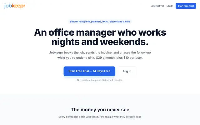 Screenshot of Jobkeepr — Field Service App for Contractors & Trade Pros