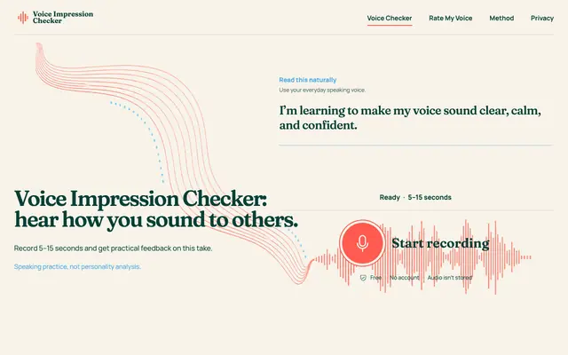 Screenshot of Voice Impression Checker — Free Voice Analysis Online