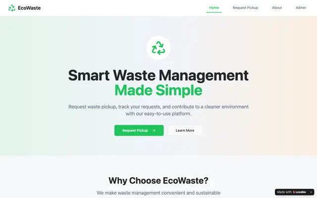 Screenshot of EcoWaste - Smart Waste Management System