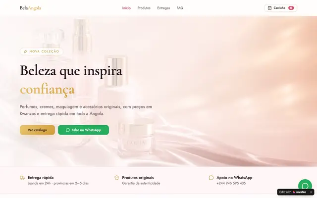 Screenshot of BelaAngola — Cosméticos, Perfumes e Maquiagem em Angola