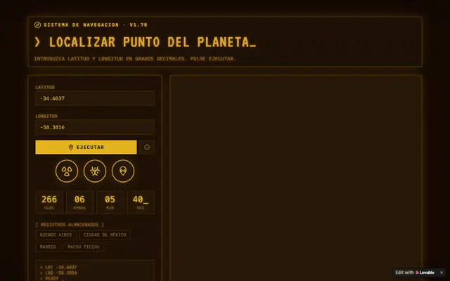 Screenshot of Buscador de Coordenadas · Ver un punto en el mapa