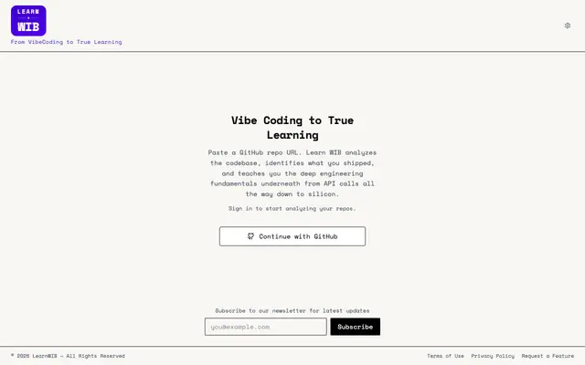 Screenshot of LearnWIB — From VibeCoding to VibeLearning