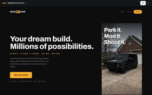 Screenshot of ModMyCar | AI Car Customizer: Your Dream Build, Millions of Combinations