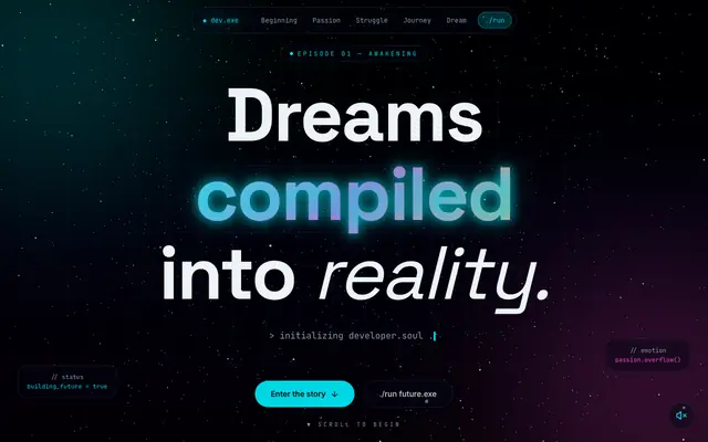 Screenshot of developer.soul — A cinematic anime portfolio