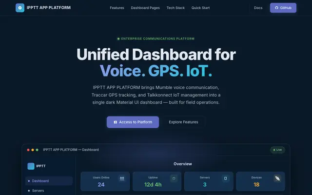 Screenshot of IPPTT APP PLATFORM