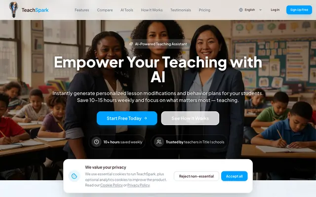 Screenshot of TeachSpark — AI Tools for PreK-12 Teachers