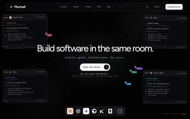 Screenshot of A shared canvas for coding agents | Murmell