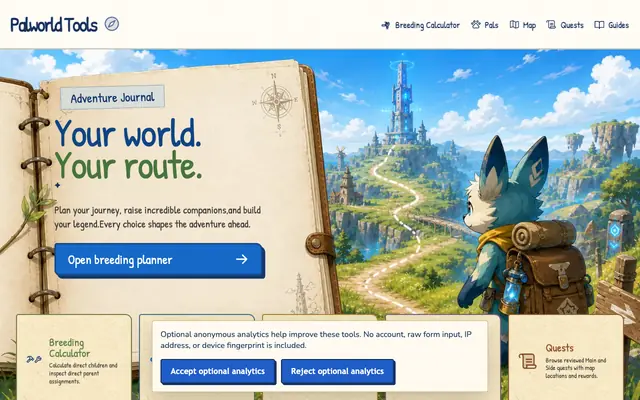 Screenshot of Palworld Planning Tools