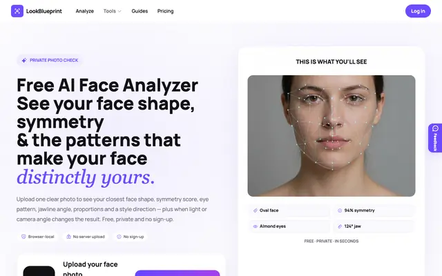 Screenshot of Free AI Face Analyzer - Your Shape, Symmetry & Proportions