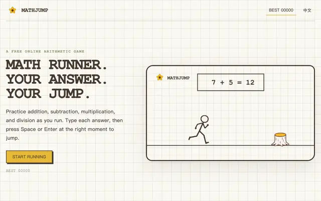 Screenshot of Free Online Math Runner and Jump Game | MathJump