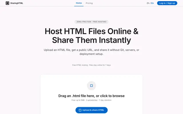 Screenshot of HTML Online — 零门槛 HTML 托管