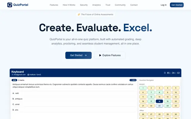 Screenshot of QuizPortal | Online Quiz Platform for Secure Assessments