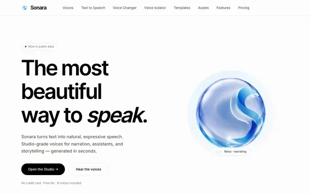 Screenshot of Sonara — Text to Speech, beautifully