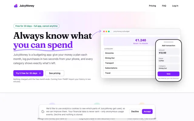 Screenshot of JuicyMoney