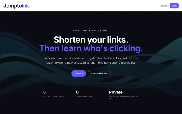 Screenshot of Jumptolnk - URL Shortener with Visitor Insights & Link Analytics