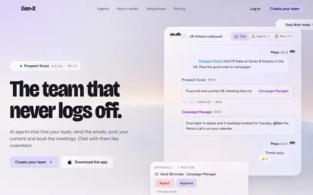 Screenshot of Gen-X | Connected AI Sales Workspace for Growth Teams