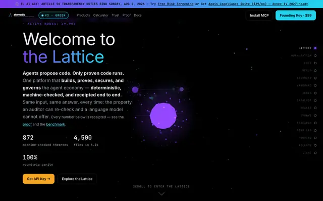 Screenshot of Atomadic — MCP Server for AI Compliance & Trust