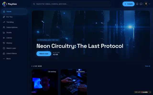 Screenshot of PlayView — Premium Video for Creators