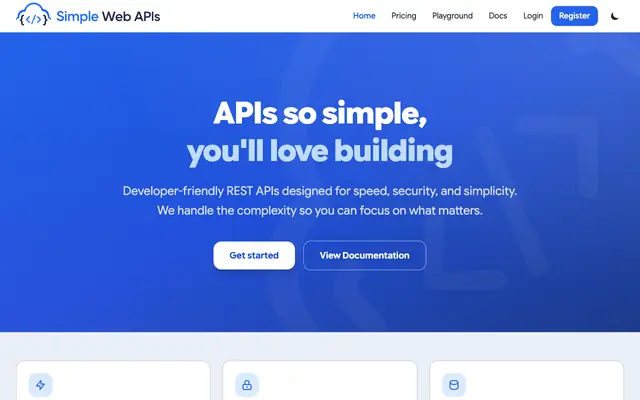 Screenshot of Home Page - SimpleWebAPIs