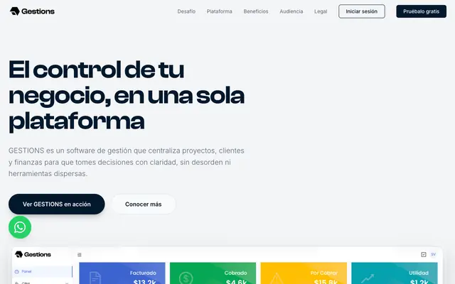 Screenshot of Gestions - Control de tu negocio en una sola plataforma