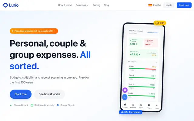 Screenshot of Lurio - Personal & shared expense tracker app