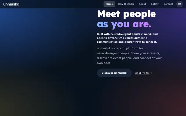 Screenshot of Be yourself | unmaskd.