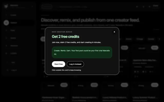 Screenshot of Create. Remix. Earn.