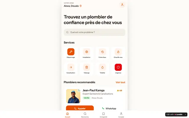 Screenshot of Ndoka Plumber — Accueil