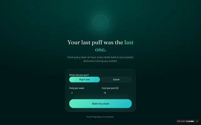 Screenshot of Clearway — Quit Vaping Tracker