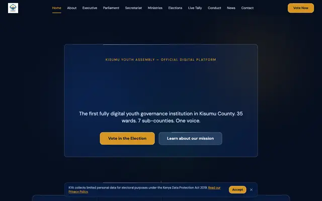 Screenshot of Kisumu Youth Assembly — Digital Youth Governance
