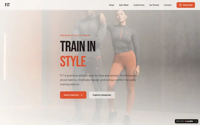 Screenshot of FIT — Premium Athletic Wear for Men & Women
