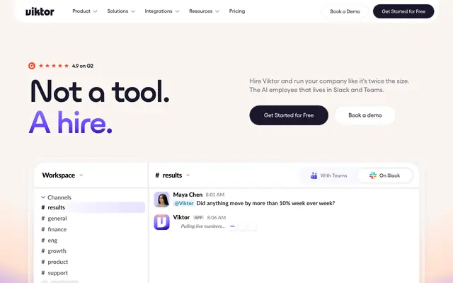 Screenshot of Viktor | Not a tool. A hire.