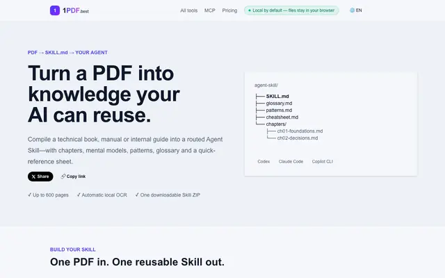 Screenshot of PDF to Agent Skill — Turn Documents into Reusable AI Knowledge
