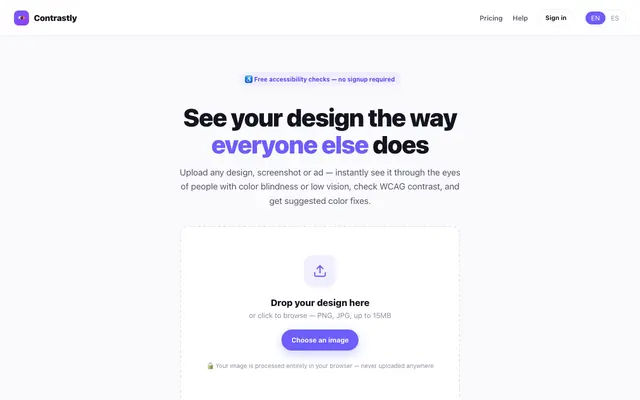 Screenshot of Contrastly — See your design through everyone's eyes