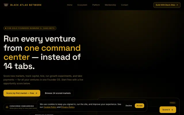 Screenshot of Antalytix — Score any AI market in 60 seconds | Black Atlas