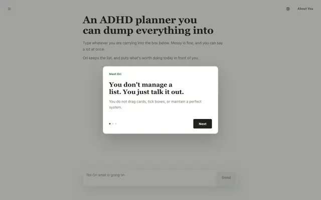 Screenshot of One Thing at a Time | ADHD planner that hides the pile