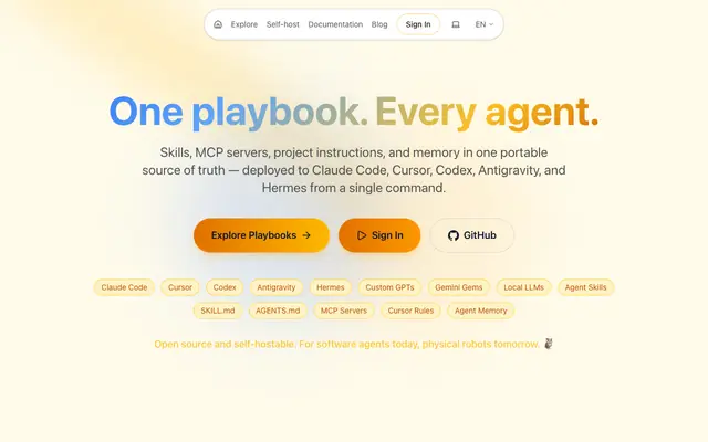 Screenshot of AgentPlaybooks - Your Agents. Your Skills. Any Platform.