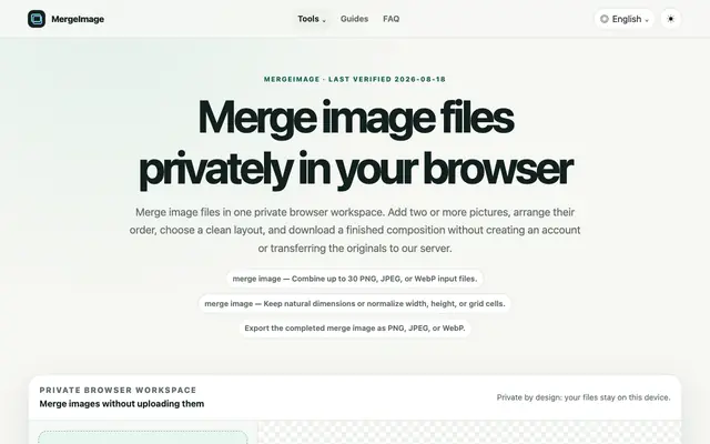 Screenshot of Merge Image Online Free — Private Browser Composer