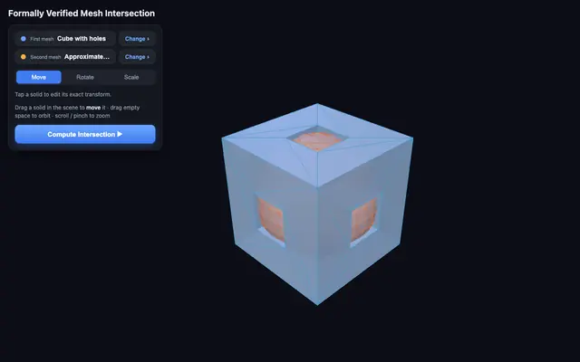 Screenshot of Verified Mesh Intersection