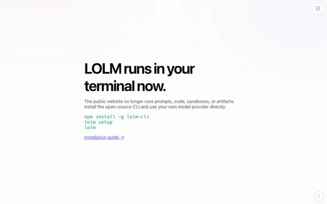 Screenshot of Try LOLM — the agent that does not lose the plot
