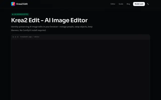 Screenshot of Krea2 Edit - Identity AI Image Editor | Free Online
