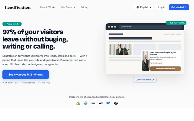 Screenshot of Leadfication — Popup Builder | Live in 2 Minutes