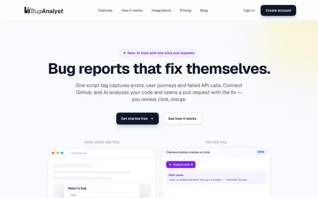 Screenshot of Bug reports that fix themselves